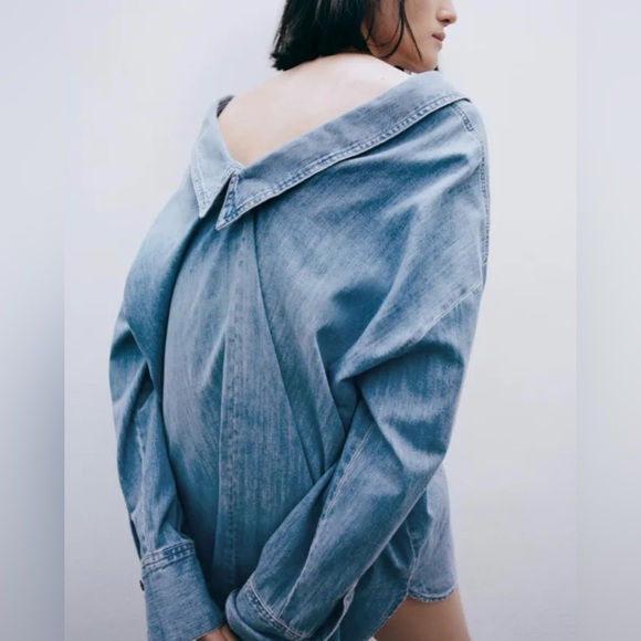 ZARA Oversized denim shirt - Picture 1 of 5